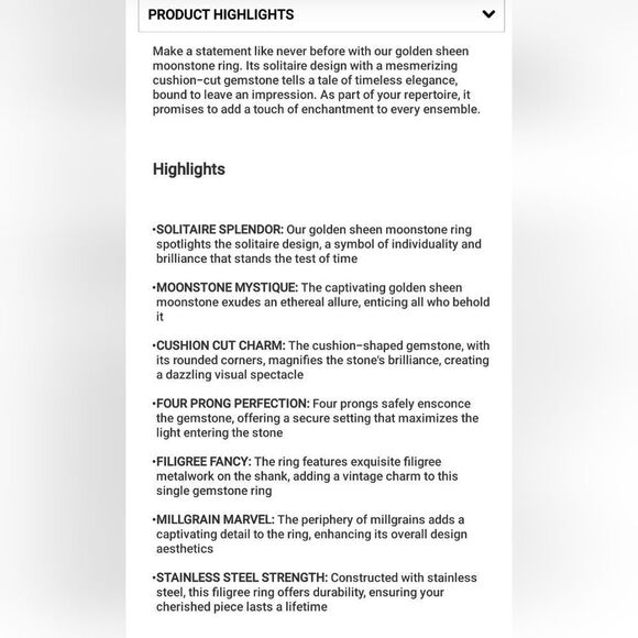 Golden Sheen Moonstone Ring - Picture 4 of 16